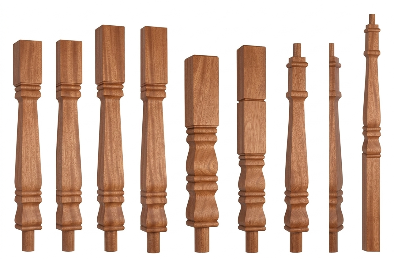Dark Hardwood Provincial Newels